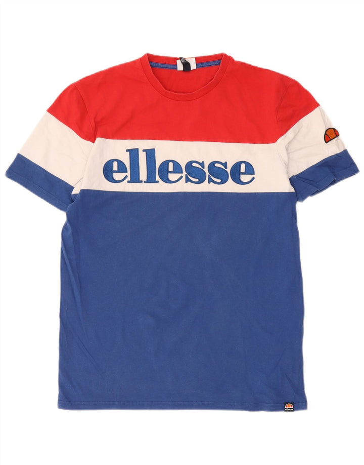T-shirt grafica da uomo Ellesse Top in cotone color block blu medio