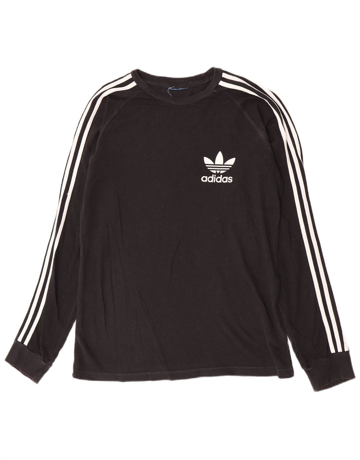 Adidas Maglietta grafica da uomo a maniche lunghe in cotone nero medio