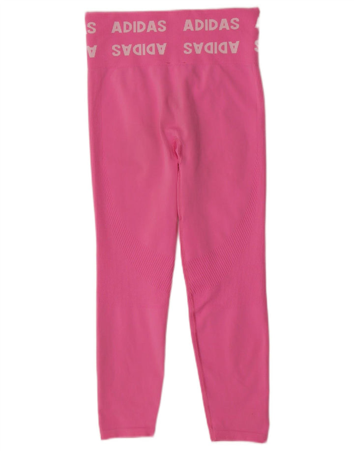 Leggings grafici da donna ADIDAS UK 12/14 Poliestere rosa medio