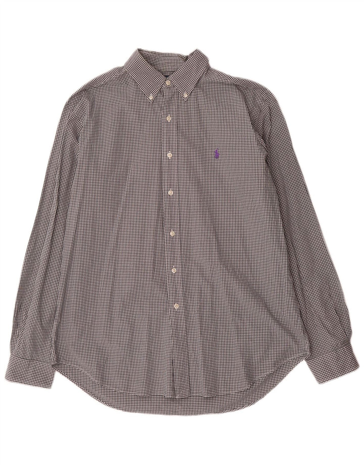 Camicia Ralph Lauren da uomo dalla vestibilità classica, grande in cotone a quadretti nero
