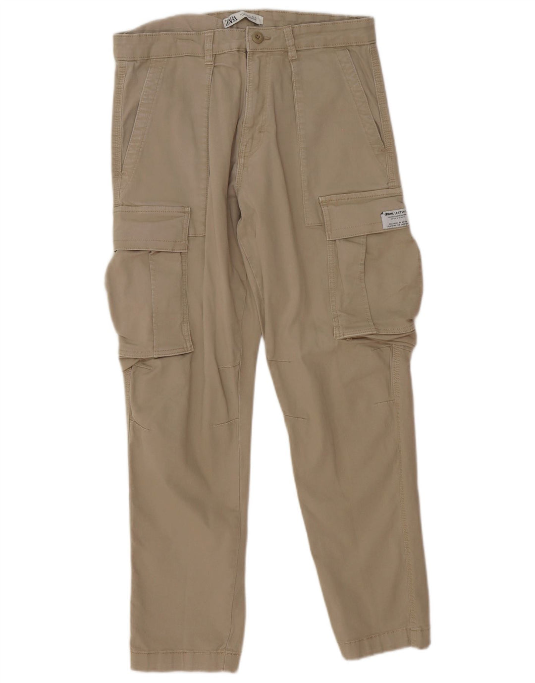 Pantaloni cargo dritti da uomo Zara EU 42 Large W32 L28 Beige