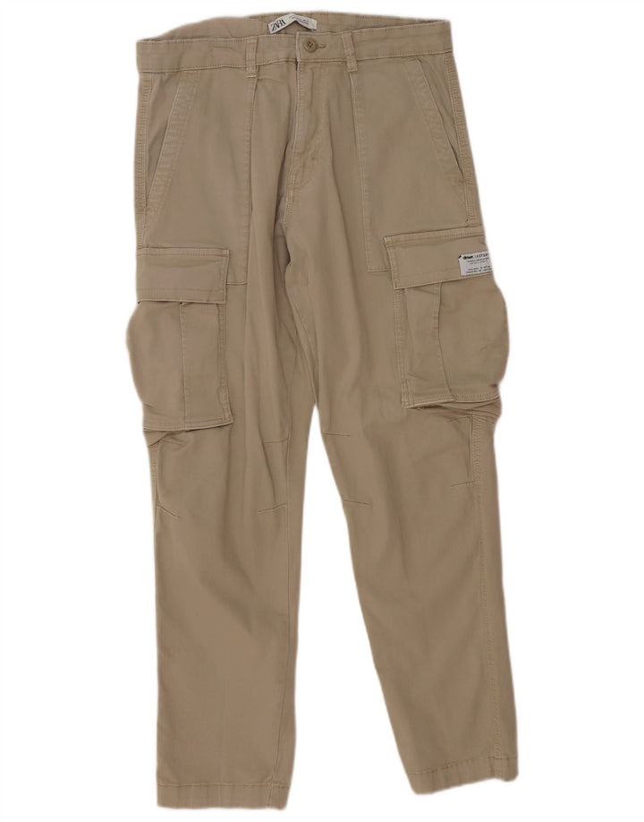 Pantaloni cargo dritti da uomo Zara EU 42 Large W32 L28 Beige