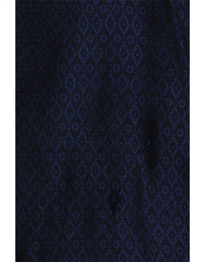 Cappotto doppiopetto vintage da donna UK 16 grande blu navy geometrico