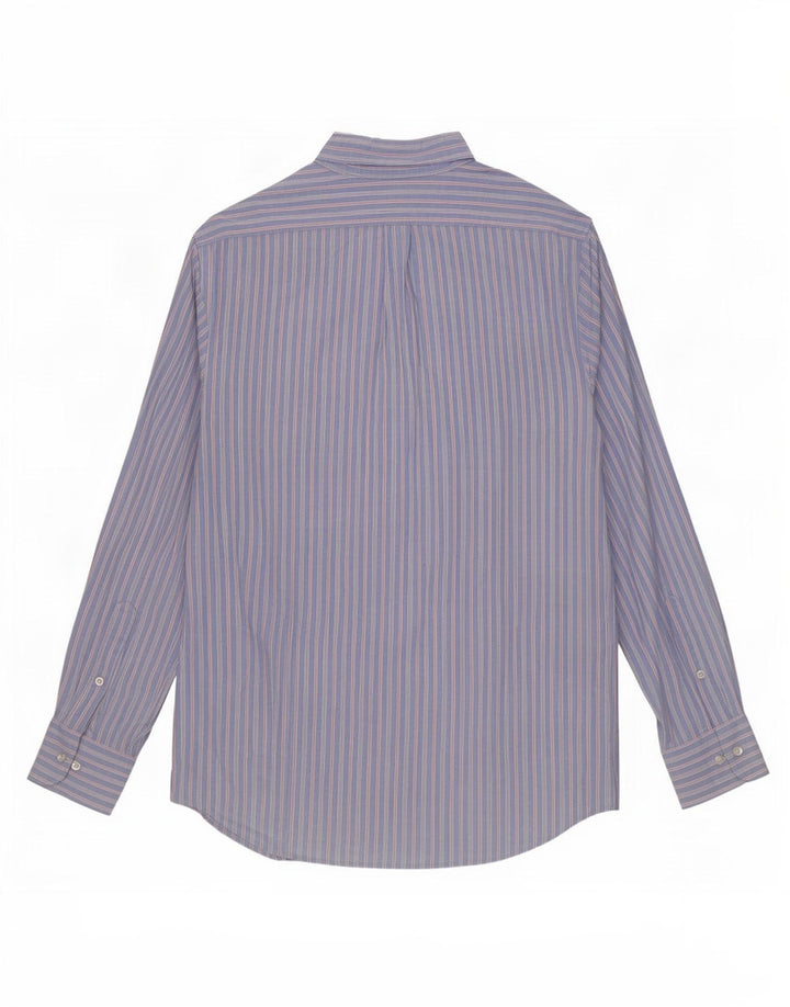 Camicia da uomo Classic Fit Chaps taglia 16 1/2 grande cotone a righe blu