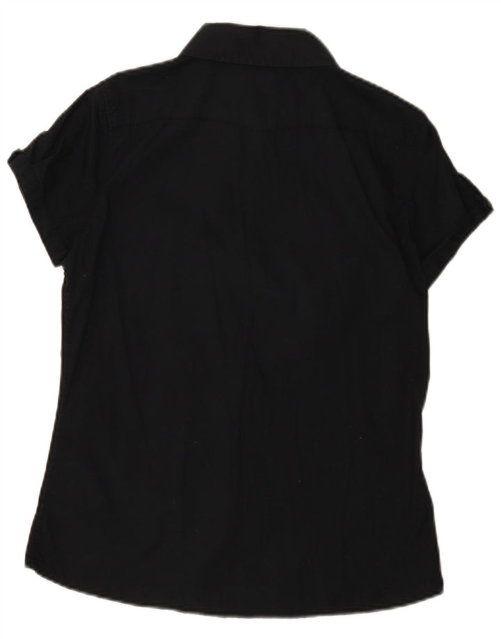 Camicia a maniche corte da donna Lee UK 10 piccola in cotone nero