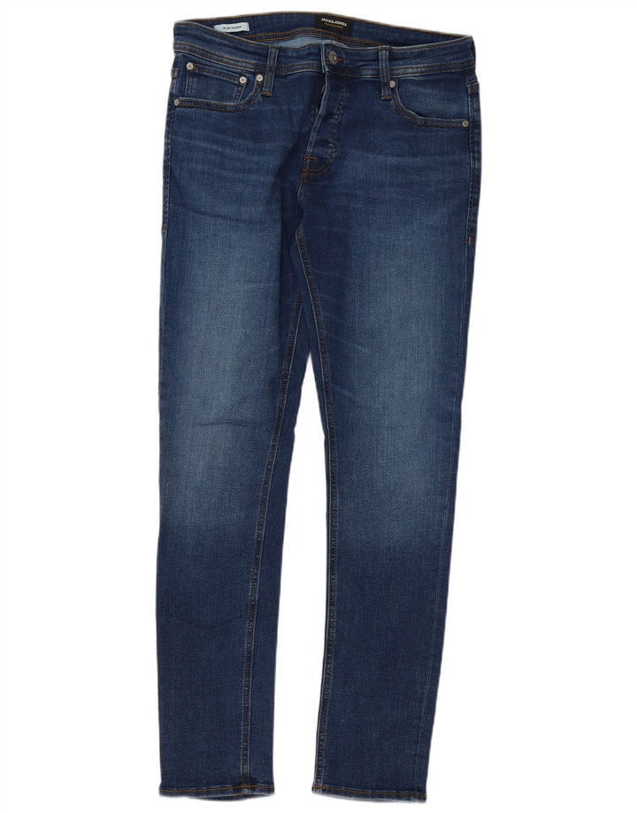 Jack & Jones Uomo GLENN Slim Jeans W33 L32 Cotone Blu