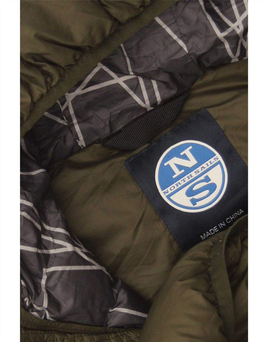 Giacca imbottita con cappuccio da uomo North Sails UK 40 Large Khaki Poliammide
