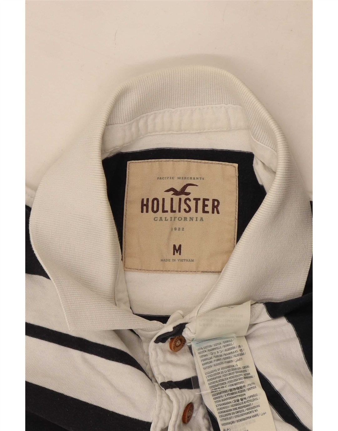 Polo Hollister da uomo in cotone a righe medie blu navy