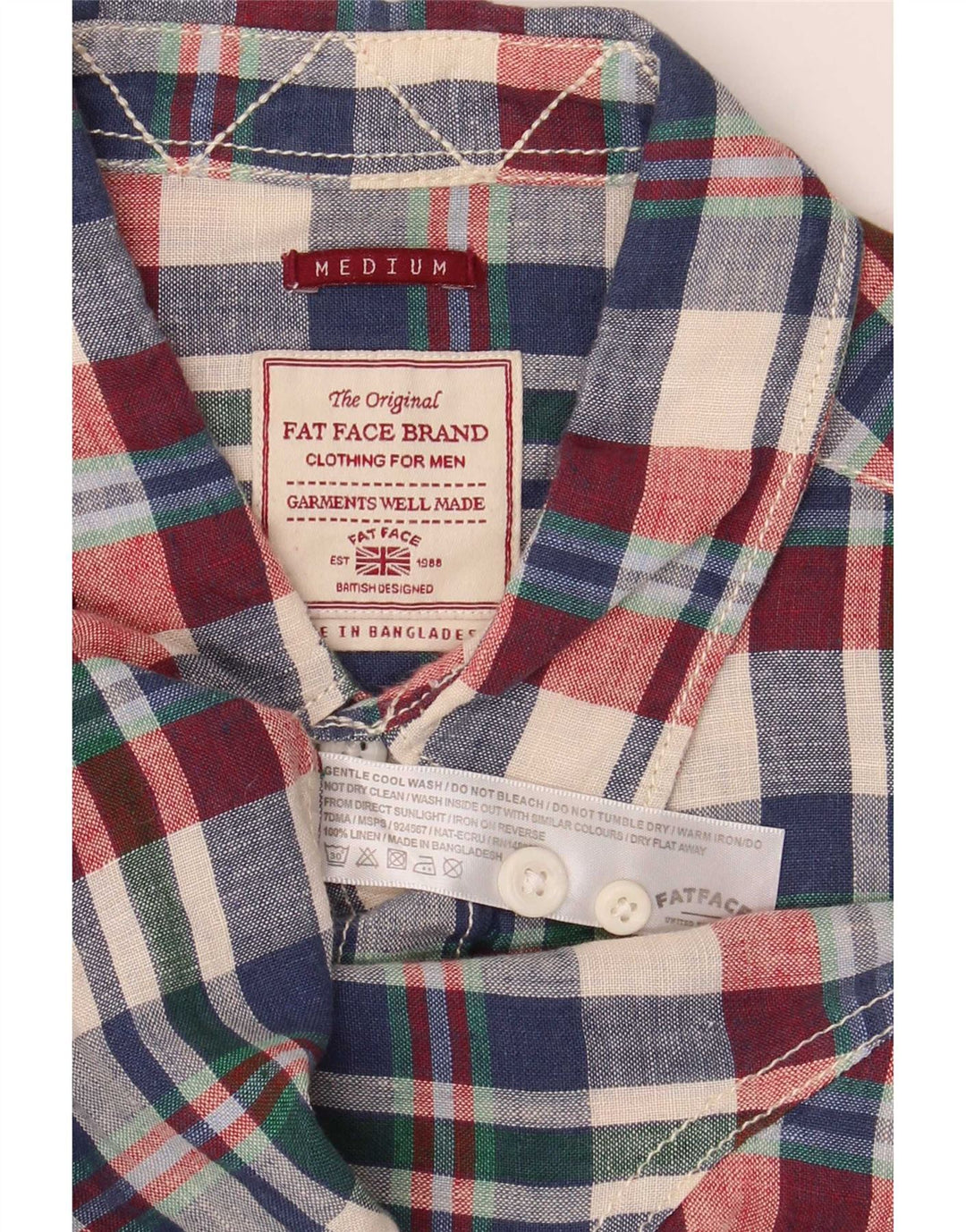 Camicia da uomo Fat Face Lino a quadri multicolore medio