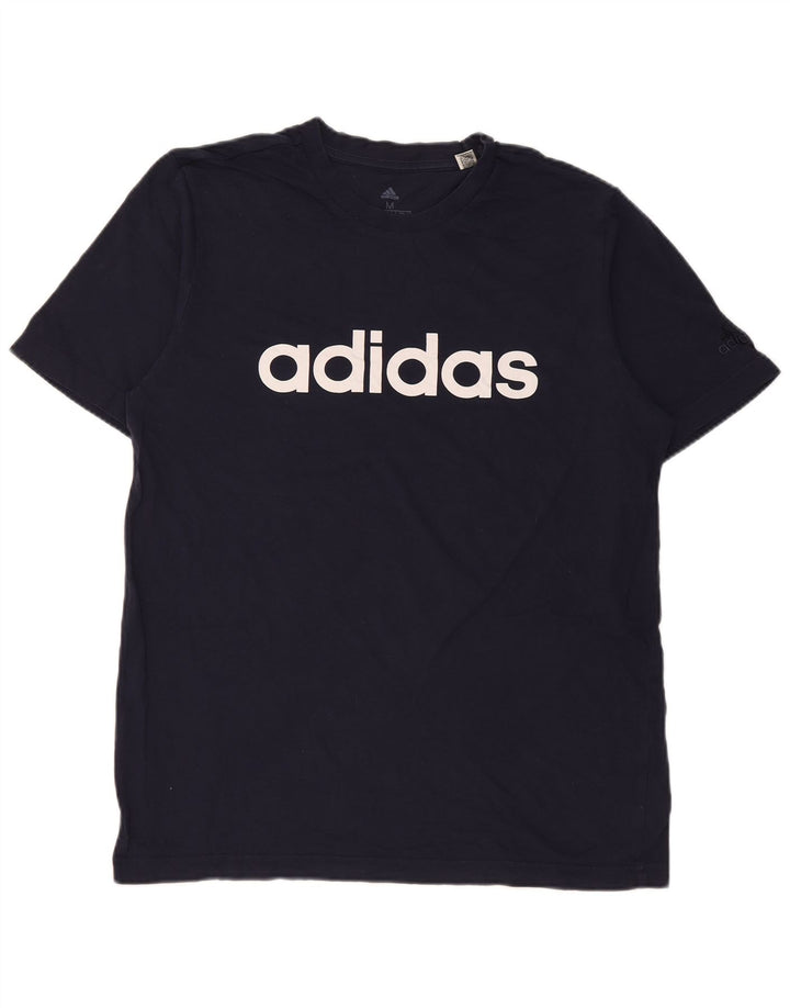 T-shirt grafica da uomo Adidas Top in cotone blu navy medio