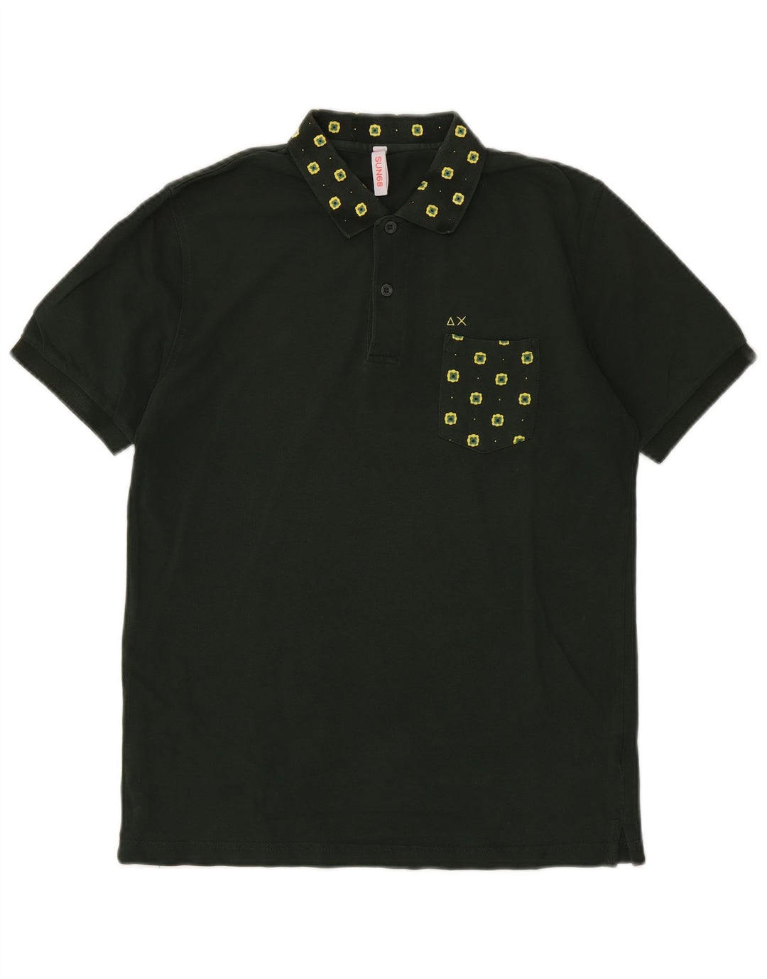 Polo da uomo SUN68 grande in cotone floreale verde