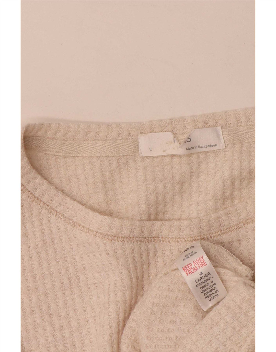 Marks & Spencer Top da donna a maniche lunghe UK 16 Large Beige Viscosa