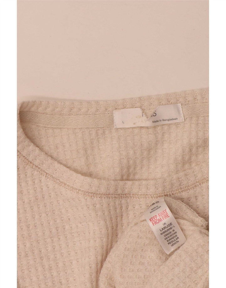 Marks & Spencer Top da donna a maniche lunghe UK 16 Large Beige Viscosa