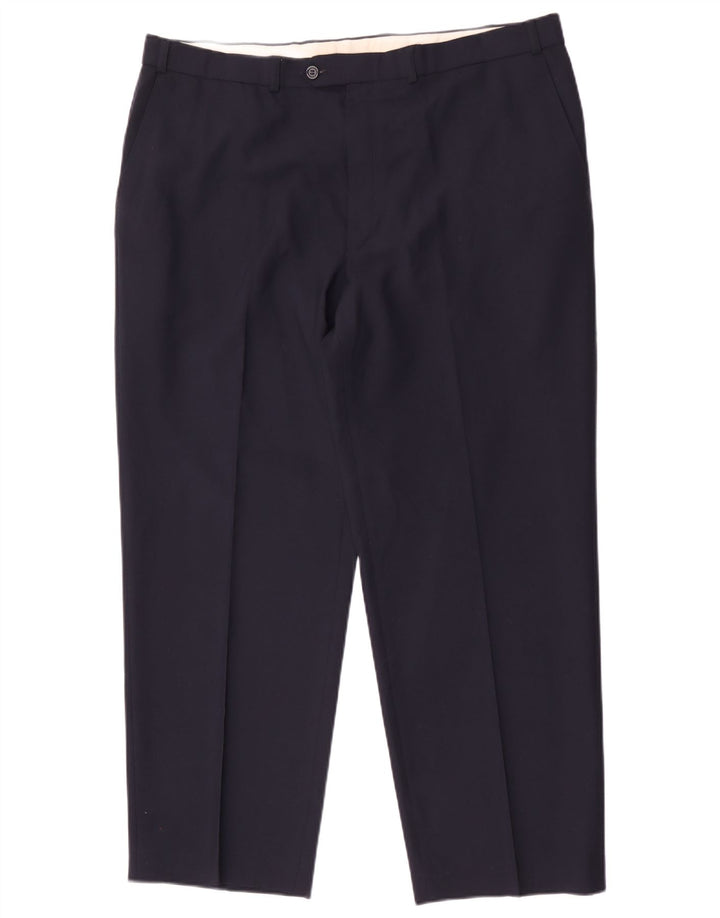 Pantaloni da abito affusolati da uomo Marks & Spencer W40 L29 poliestere blu navy