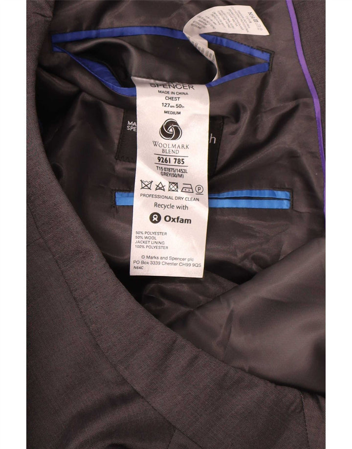 Giacca blazer a 2 bottoni Marks & Spencer da uomo UK 50 3XL poliestere grigio