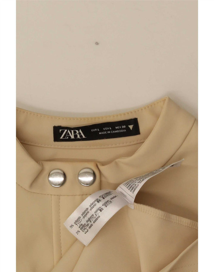 Abito Tubino Zara Donna UK 14 Large Beige Poliammide