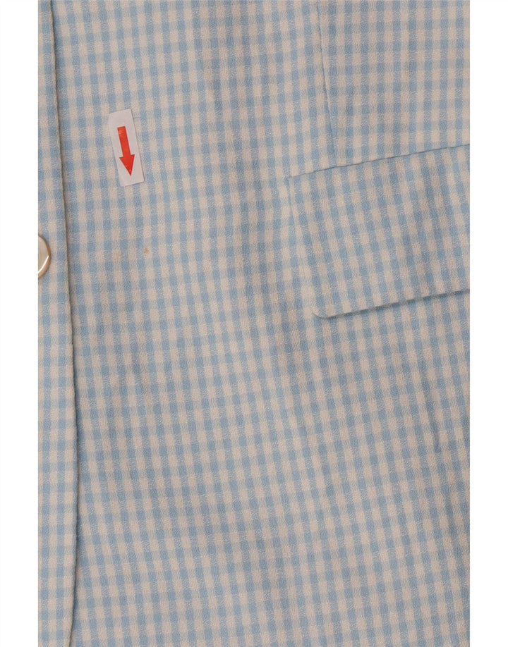 Set vintage da donna a 3 bottoni e 2 pezzi IT 46 grande viscosa blu a quadretti