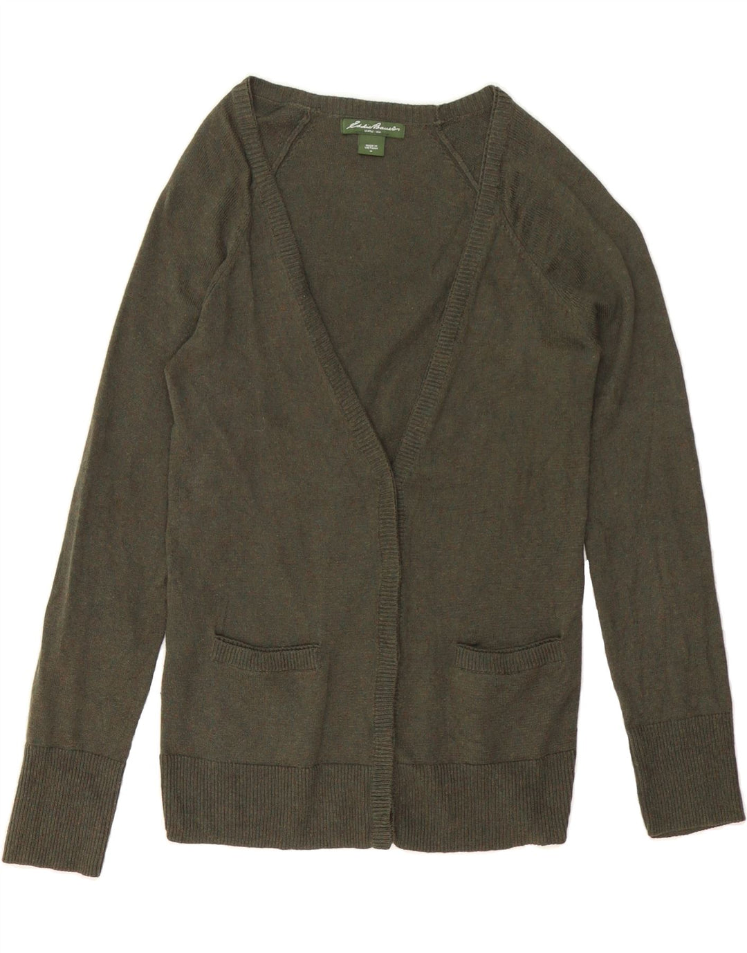 EDDIE BAUER Womens Open Cardigan Sweater UK 12 Medium Green Cotton Vintage Eddie Bauer and Second-Hand Eddie Bauer from Messina Hembry 