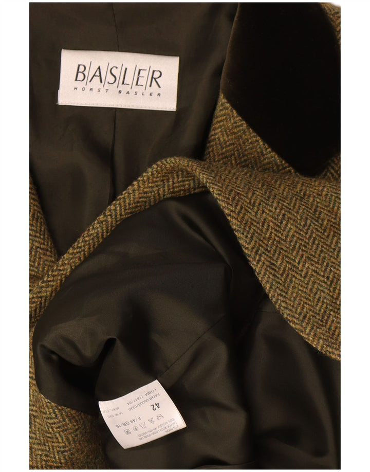 Giacca blazer da donna a 3 bottoni Basler UK 16 grande verde a spina di pesce classica