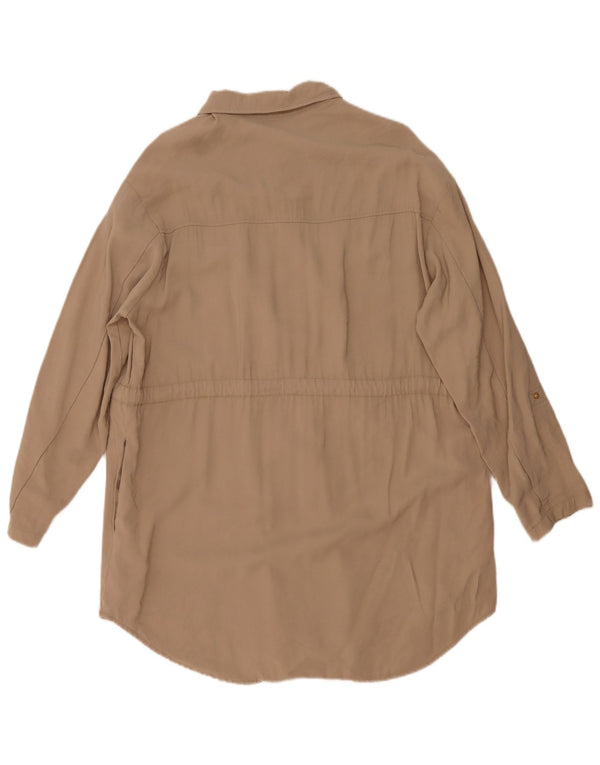 Abito chemisier oversize da donna Zara UK 16 Large Beige Viscosa