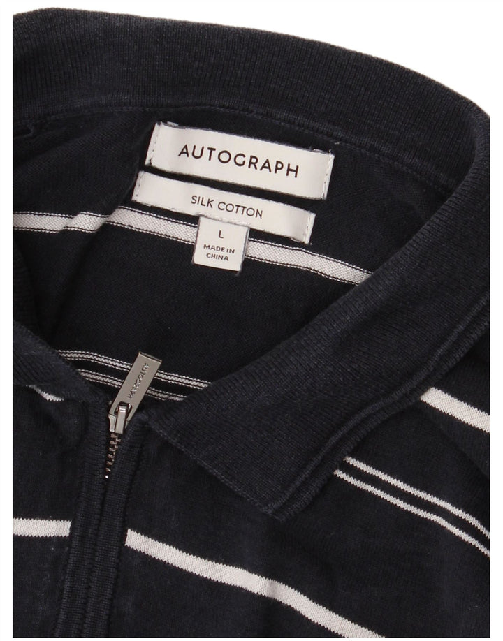 MARKS & SPENCER Maglione da uomo con collo alto autografo grande blu navy