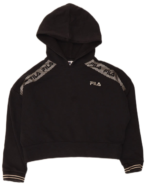 Felpa con cappuccio grafica corta per ragazze Fila 9-10 anni in cotone nero