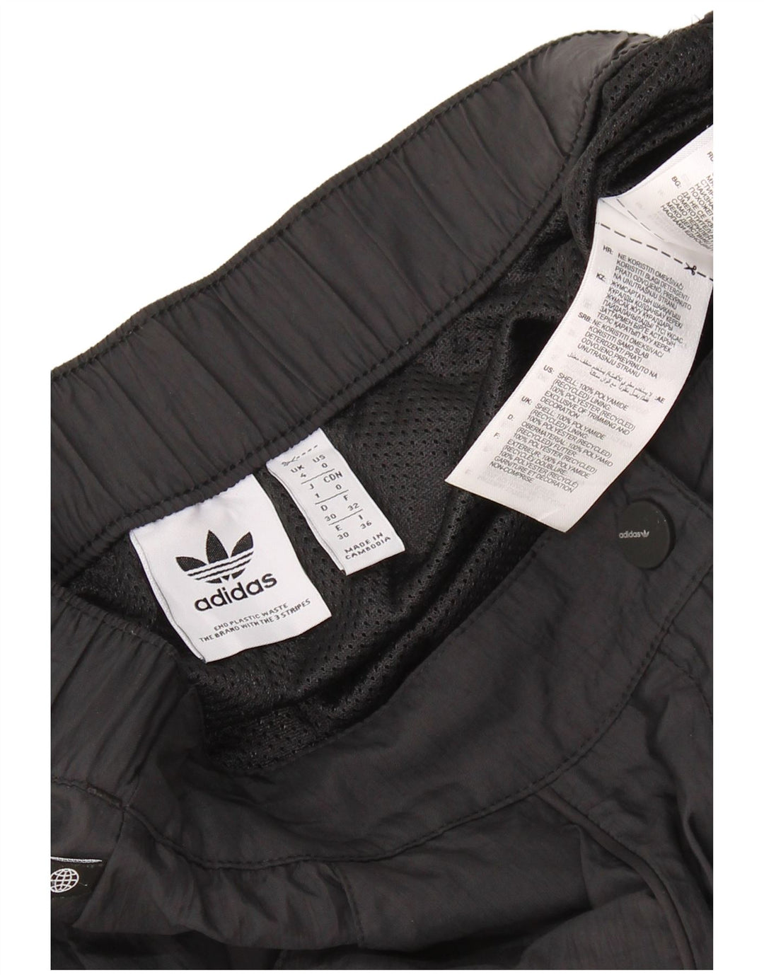 Pantaloni cargo dritti da donna ADIDAS UK 4 XS W24 L27 Nero Poliammide