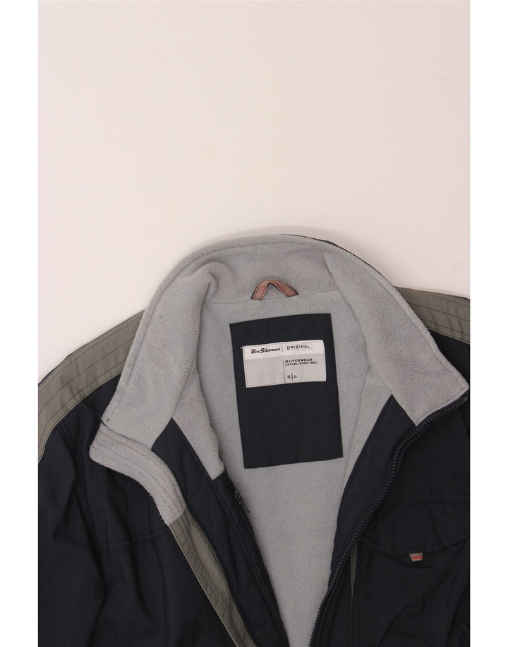 BEN SHERMAN Giacca a vento da uomo UK 40 Large Blu Navy Colorblock