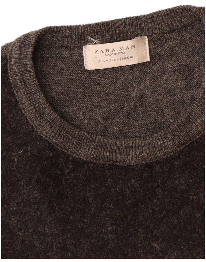 Maglione maglione girocollo da uomo Zara, acrilico color block grigio medio