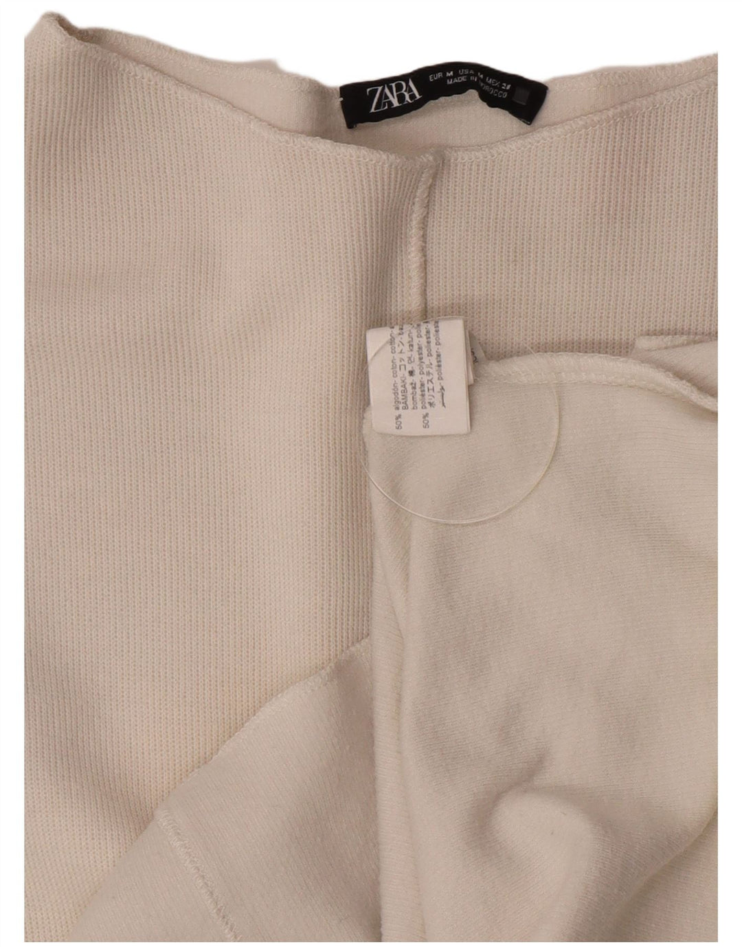 Top Zara da donna a maniche lunghe UK 14 cotone bianco medio