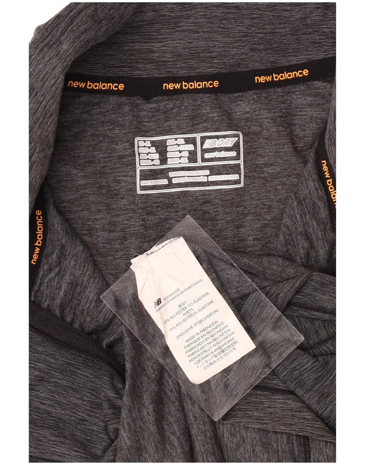 NEW BALANCE Top da tuta pullover con zip e collo da donna UK 18 XL Grigio chiazzato