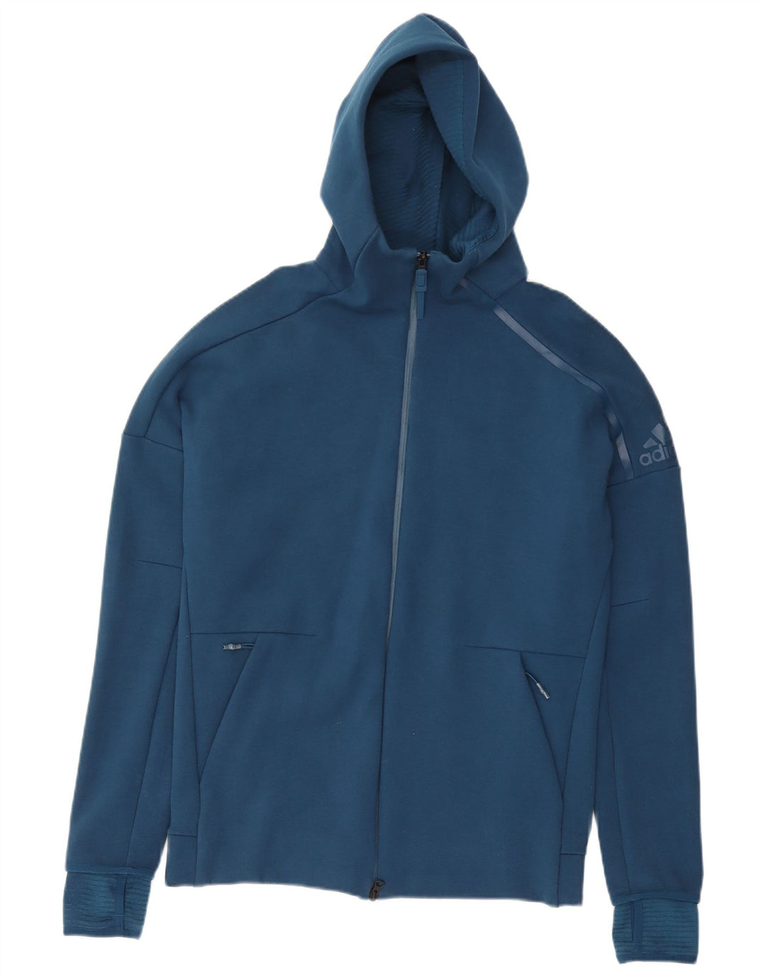 Maglione con cappuccio e zip da uomo ADIDAS blu navy medio