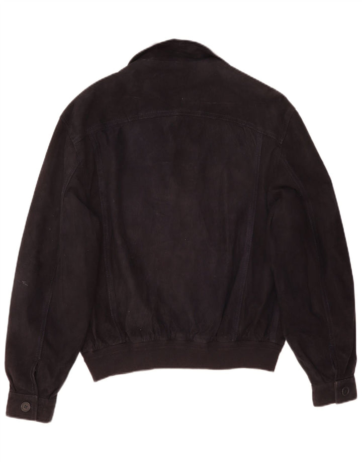 Giubbotto bomber vintage in pelle scamosciata da uomo IT 52 XL in pelle nera