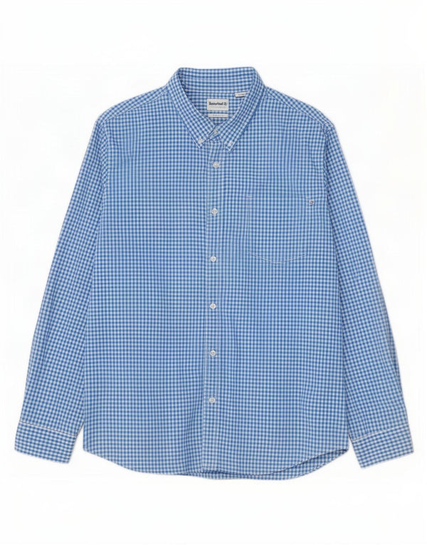 Timberland Mens Regular Fit Shirt 3XL Blue Gingham Cotton