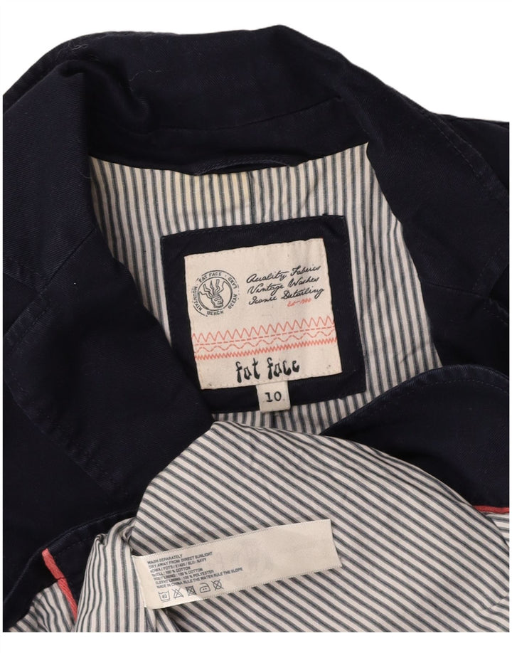 FAT FACE Giacca blazer da donna con maniche a 3/4 a 2 bottoni UK 10 piccola blu navy