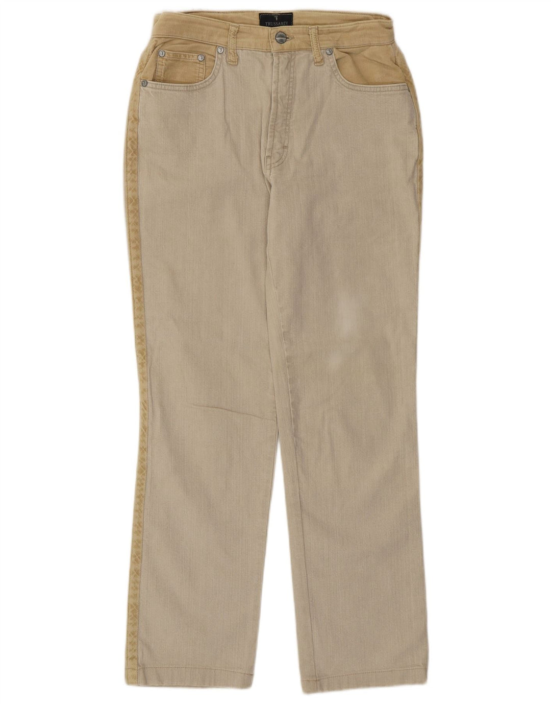 Jeans Dritti Donna Trussardi IT 44 Medio W28 L28 Beige Colourblock
