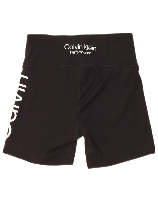 Pantaloncini sportivi grafici da donna Calvin Klein UK 12 poliestere nero medio