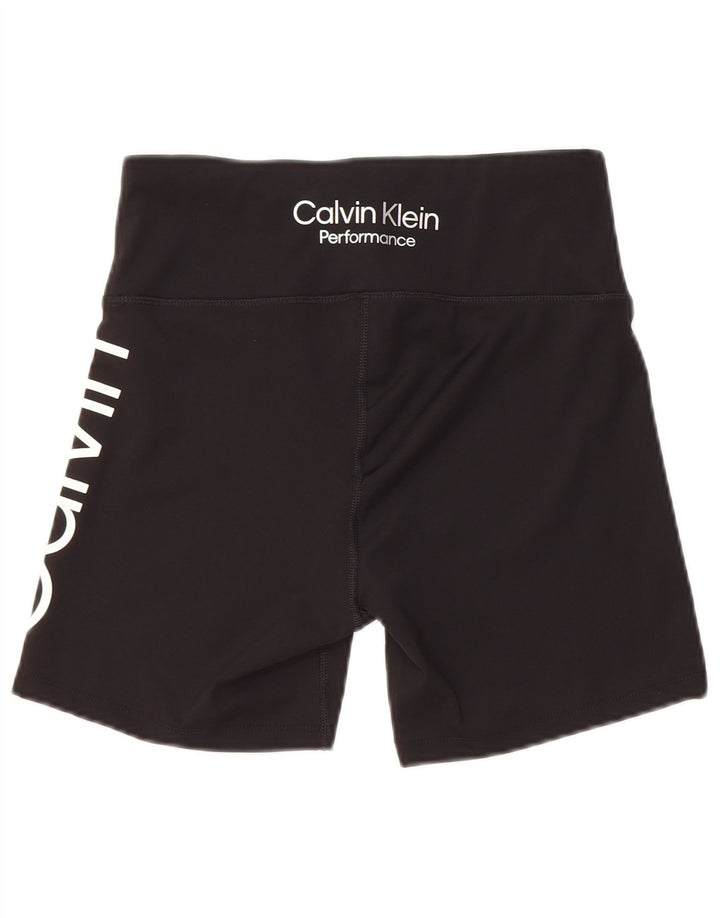 Pantaloncini sportivi grafici da donna Calvin Klein UK 12 poliestere nero medio