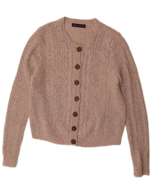 Maglione cardigan da donna Marks & Spencer UK 14 grande lana screziata grigia