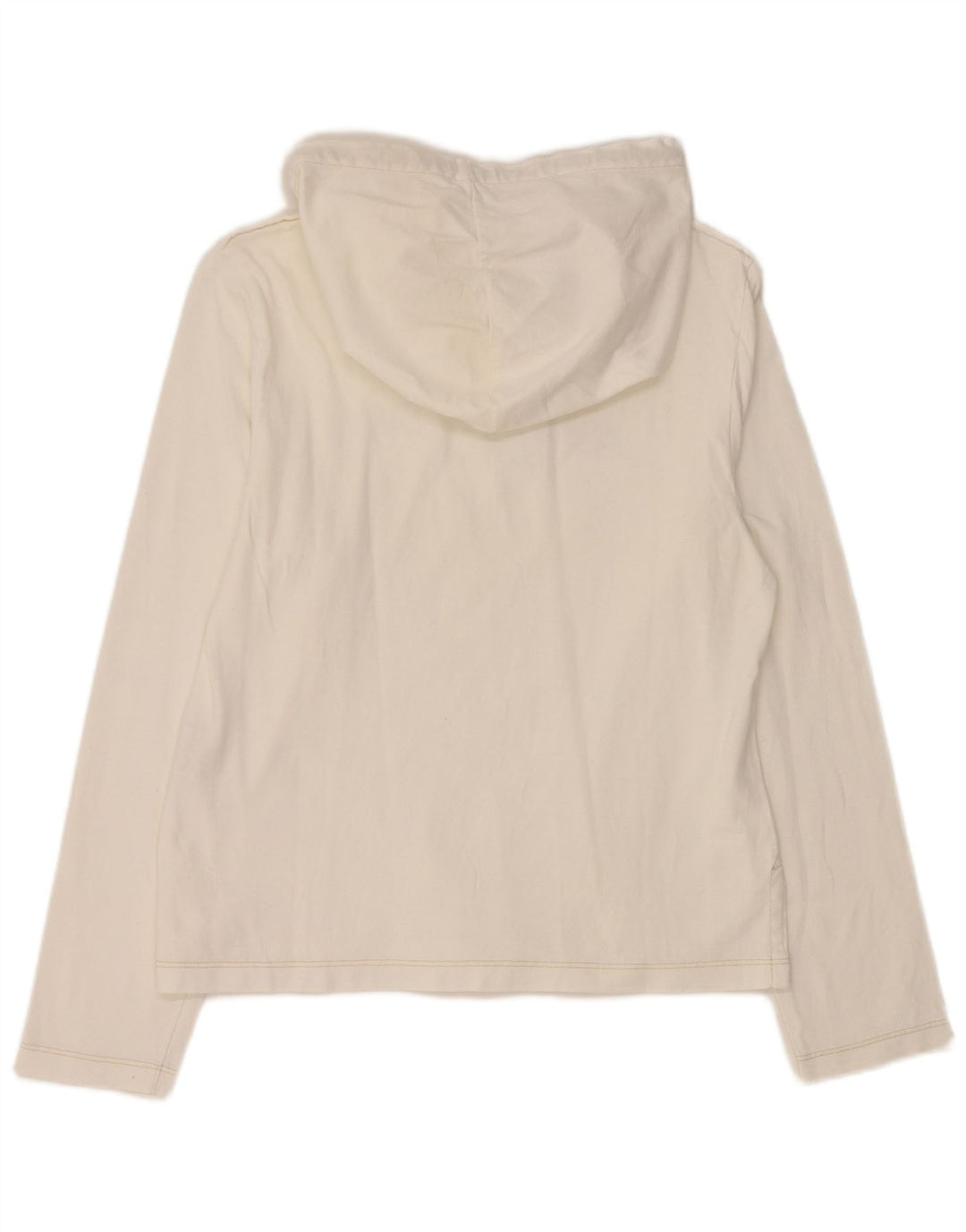 REPLAY Top grafico da donna con cappuccio manica lunga UK 14 grande cotone bianco