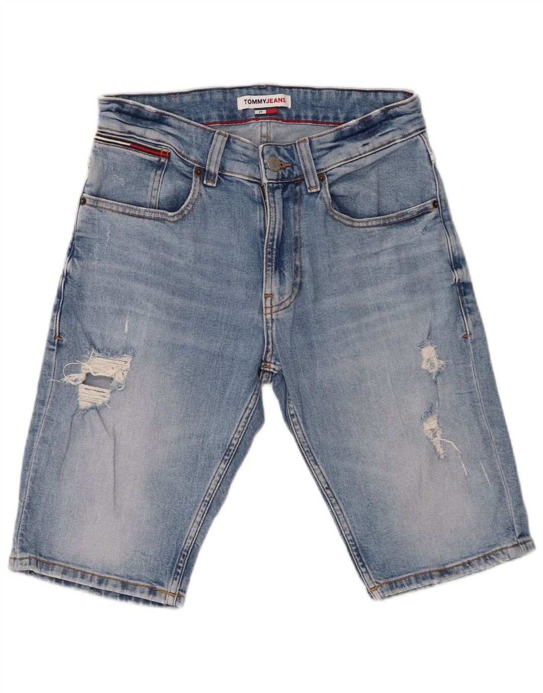 TOMMY HILFIGER Pantaloncini di jeans invecchiati da uomo W29 piccoli blu