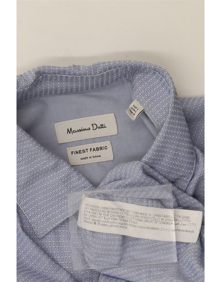 MASSIMO DUTTI Camicia Uomo Large Blu Gessato Cotone