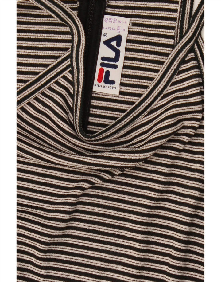 FILA Womens Sleeveless Basic Dress IT 42 Medium Black Striped Vintage Fila and Second-Hand Fila from Messina Hembry 