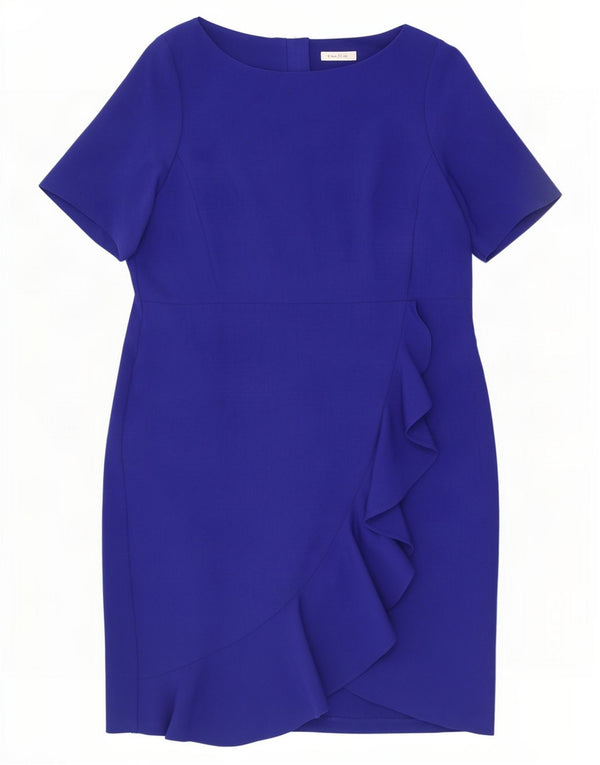 Abito tubino Marks & Spencer Per Una con volant sul davanti da donna UK 20 2XL Blu