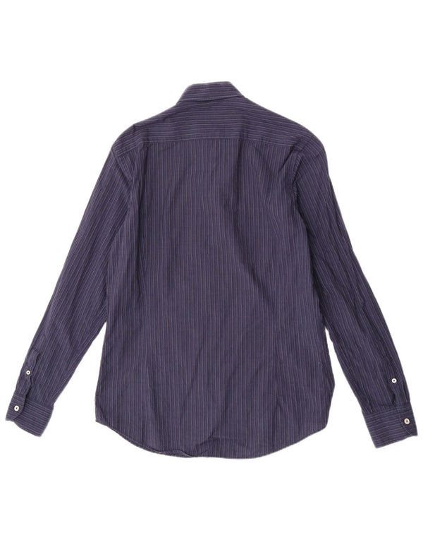 Camicia Uomo Massimo Dutti Cotone Gessato Medio Blu Navy