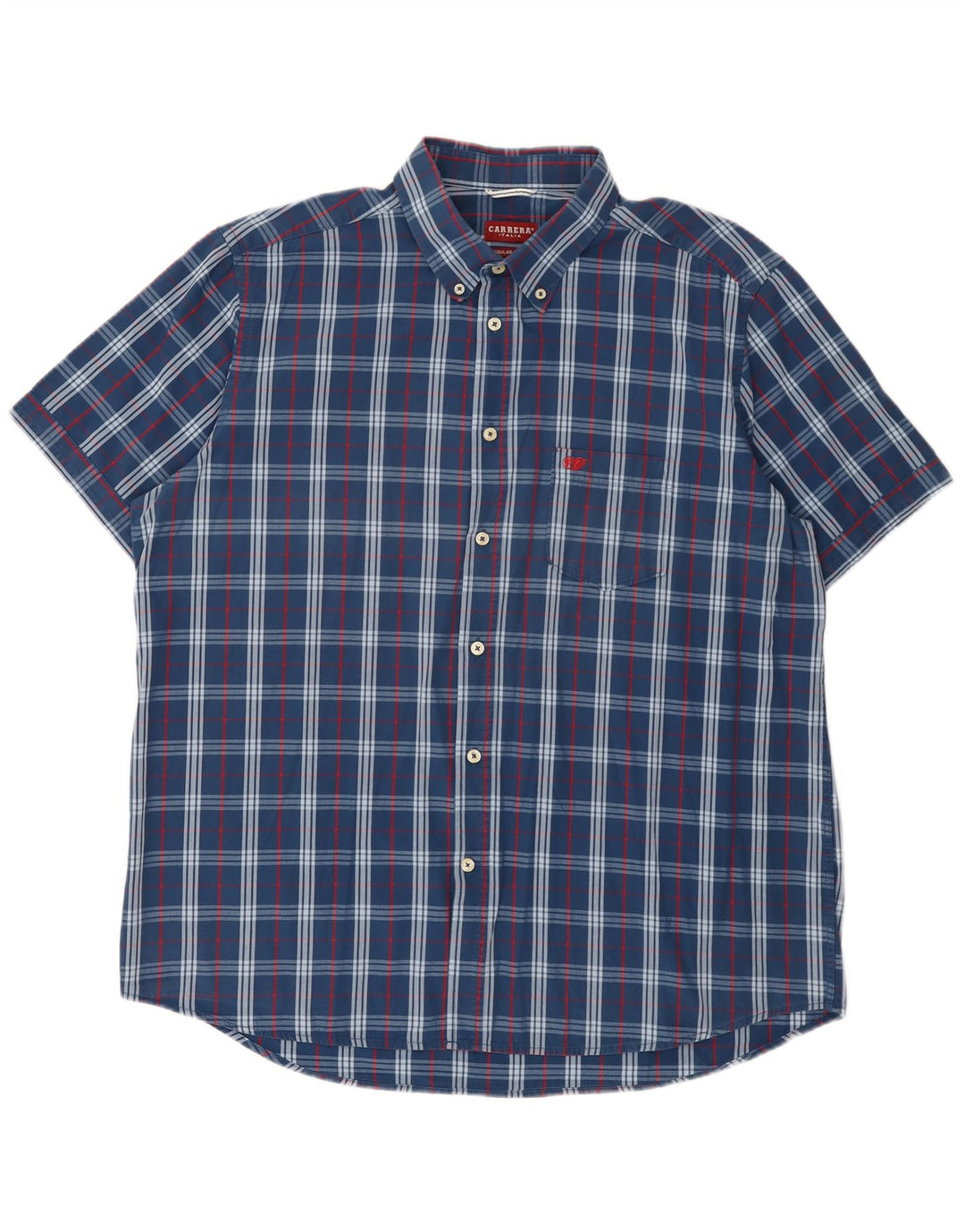 Camicia Carrera da uomo a maniche corte vestibilità regolare 2XL cotone a quadri blu