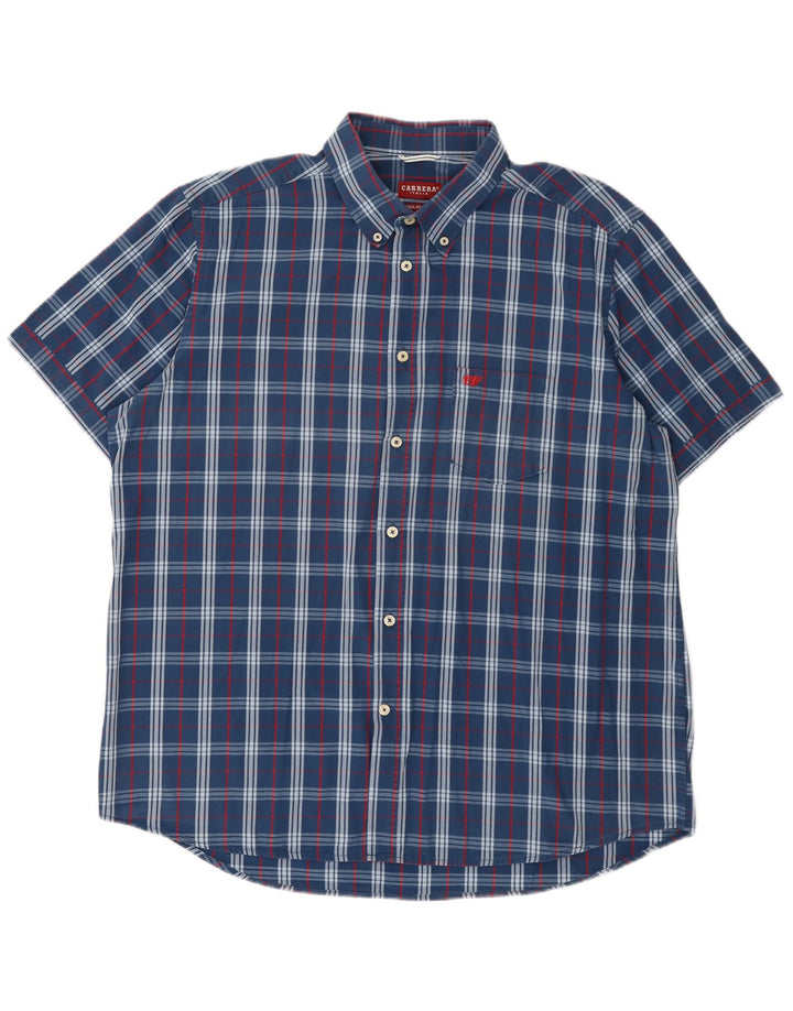 Camicia Carrera da uomo a maniche corte vestibilità regolare 2XL cotone a quadri blu