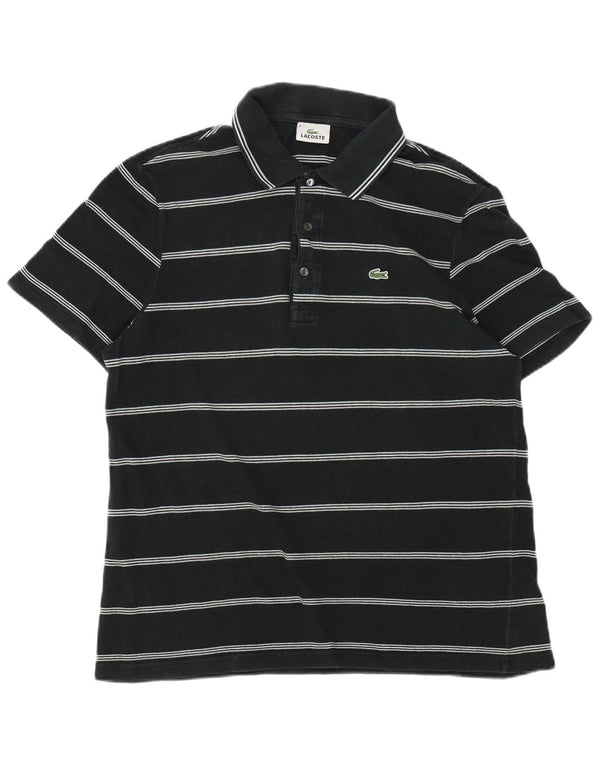Polo da uomo Lacoste taglia 6 XL in cotone a righe nere