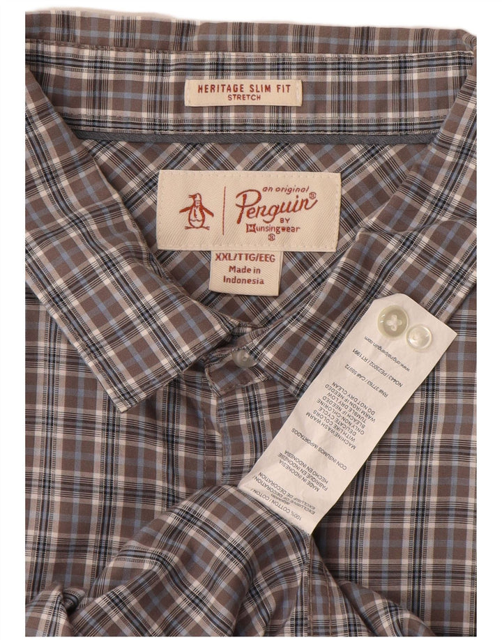 PENGUIN Camicia da uomo Heritage Slim Fit 2XL Cotone a quadri grigio