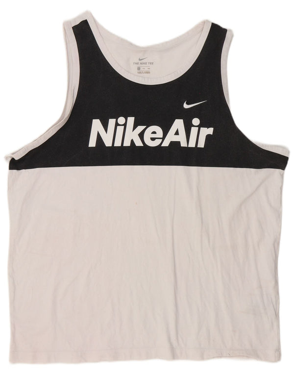 Canotta grafica Nike da uomo 2XL in cotone color block bianco